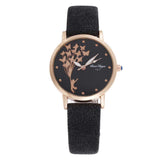 Vintage Leather Butterfly Quartz Watch for Women - Dazpy