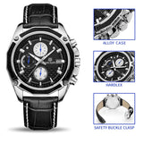 Quartz Wristwatches for Men with Leather Strap and Chronograph - Dazpy