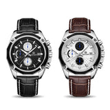 Quartz Wristwatches for Men with Leather Strap and Chronograph - Dazpy