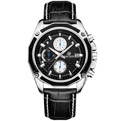 Quartz Wristwatches for Men with Leather Strap and Chronograph - Dazpy