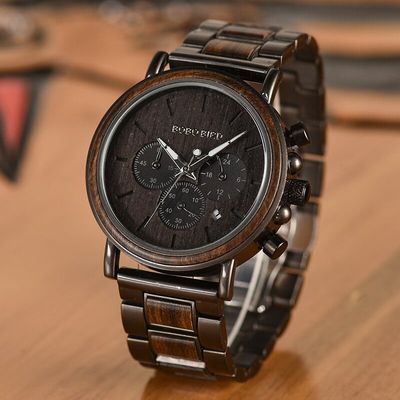 Men's Business Style Wood Decorated Watch - Dazpy