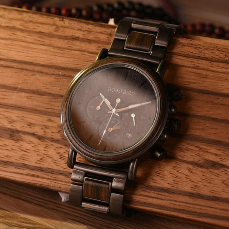 Men's Business Style Wood Decorated Watch - Dazpy