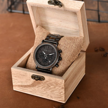 Men's Business Style Wood Decorated Watch - Dazpy