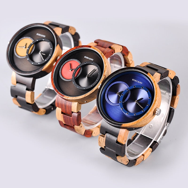 Round Shaped Mechanical Wooden Watch - Dazpy