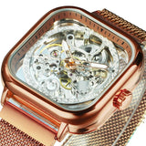 Men's Carved Hollow Mechanical Watch with Magnet Strap - Dazpy