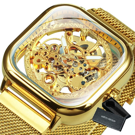 Men's Carved Hollow Mechanical Watch with Magnet Strap - Dazpy