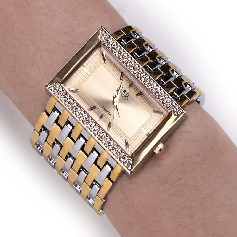 Stainless Steel Wristwatches for Women with Rectangular Dial - Dazpy