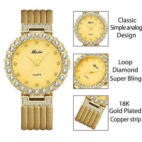 Waterproof Women's Watch with Diamonds - Dazpy