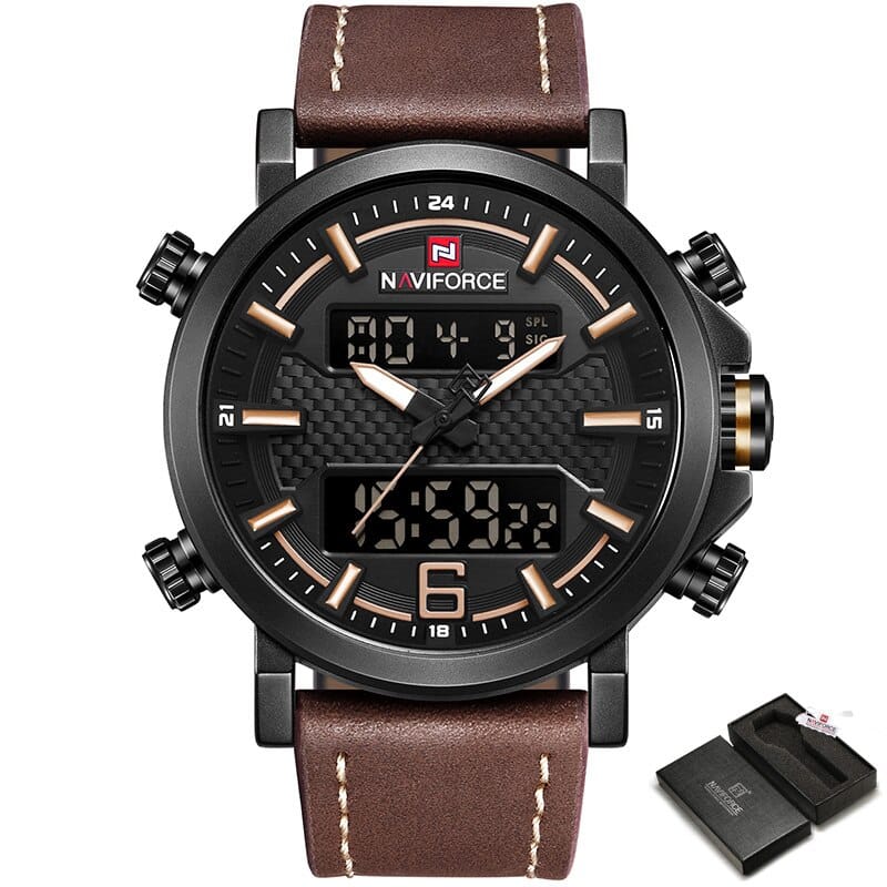 Men's Leather Quartz Watch - Dazpy