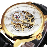 3D Leather Mechanical Automatic Skeleton Watches for Men - Dazpy