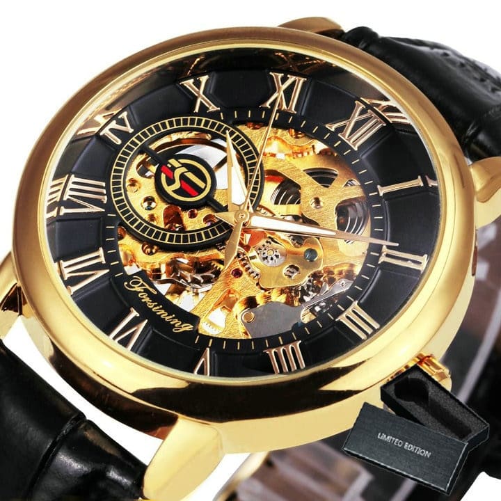 3D Leather Mechanical Automatic Skeleton Watches for Men - Dazpy