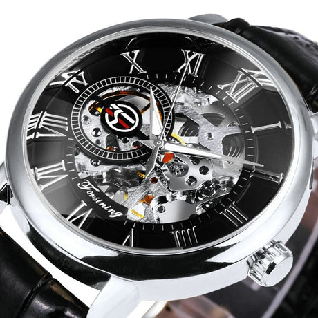 3D Leather Mechanical Automatic Skeleton Watches for Men - Dazpy