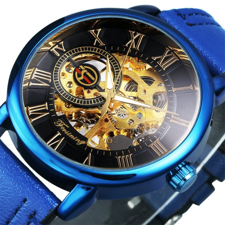 3D Leather Mechanical Automatic Skeleton Watches for Men - Dazpy