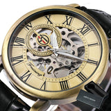 3D Leather Mechanical Automatic Skeleton Watches for Men - Dazpy