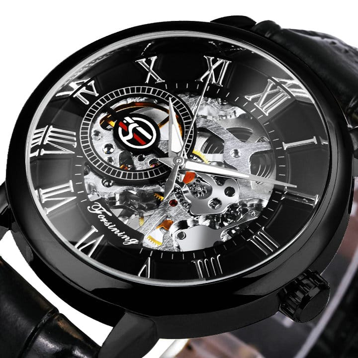 3D Leather Mechanical Automatic Skeleton Watches for Men - Dazpy