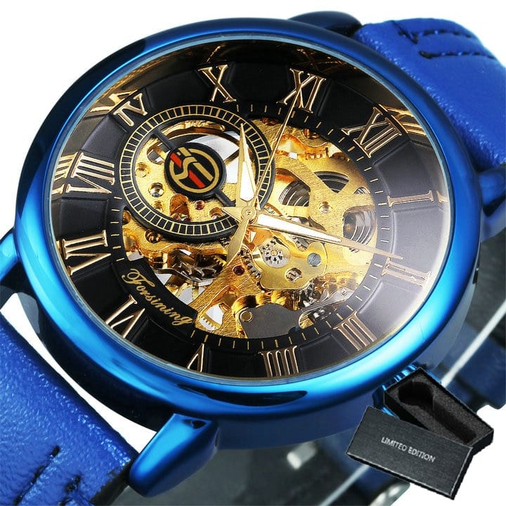 3D Leather Mechanical Automatic Skeleton Watches for Men - Dazpy