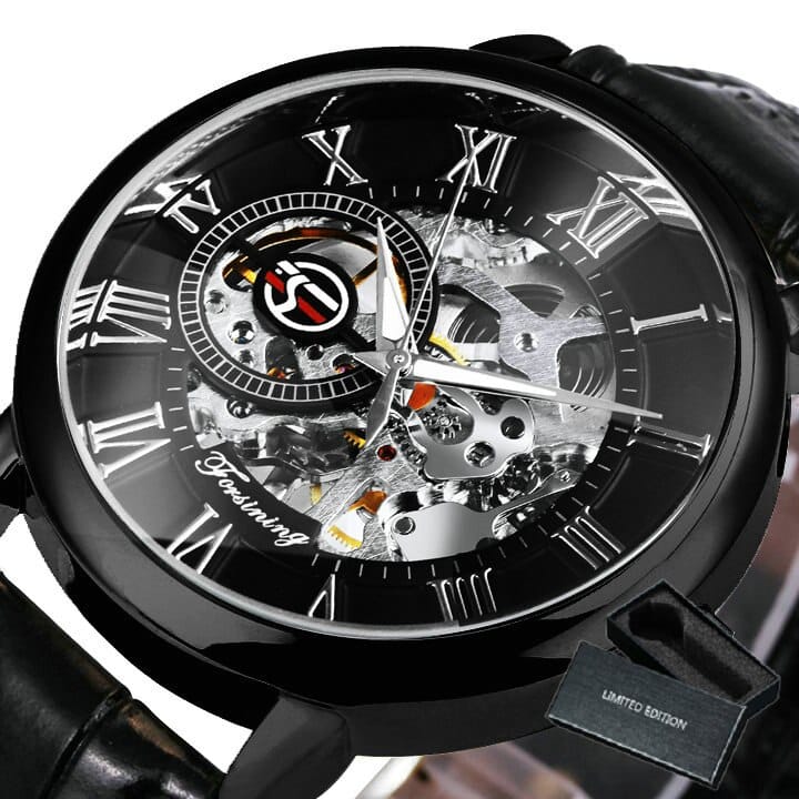 3D Leather Mechanical Automatic Skeleton Watches for Men - Dazpy