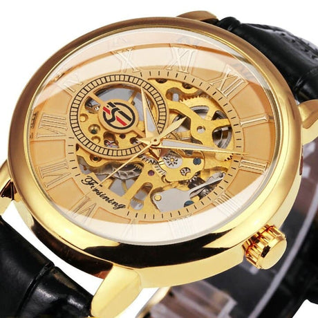 3D Leather Mechanical Automatic Skeleton Watches for Men - Dazpy