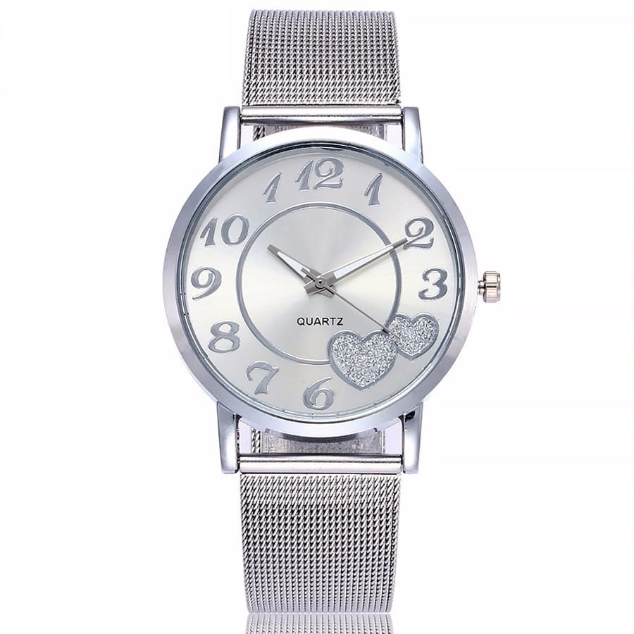 Women's Mesh Hearts Decorated Watch - Dazpy