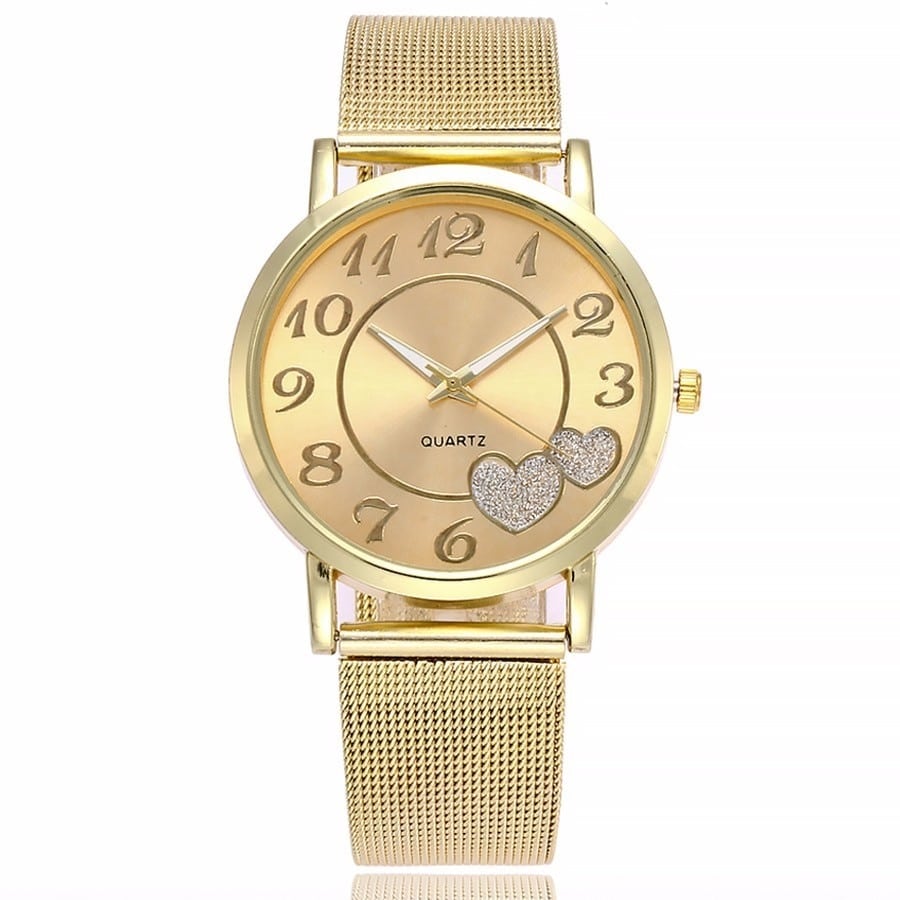 Women's Mesh Hearts Decorated Watch - Dazpy