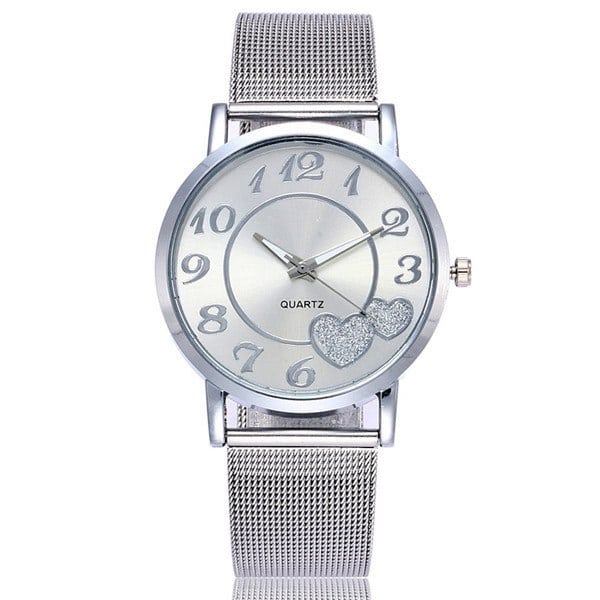 Women's Mesh Hearts Decorated Watch - Dazpy