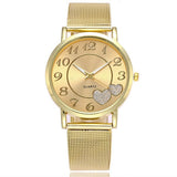 Women's Mesh Hearts Decorated Watch - Dazpy