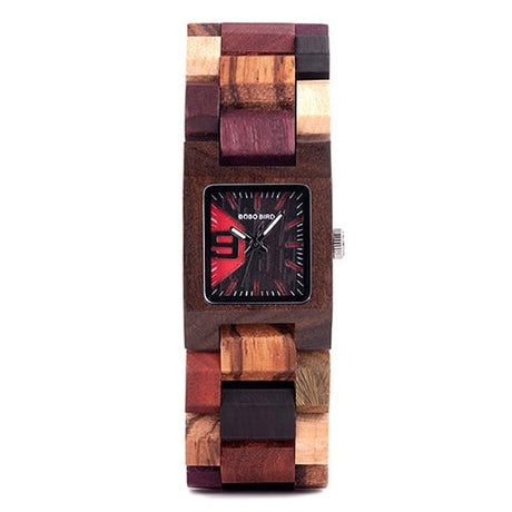 Women's Square Shaped Wooden Watch - Dazpy