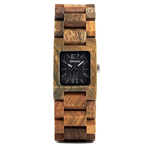 Women's Square Shaped Wooden Watch - Dazpy