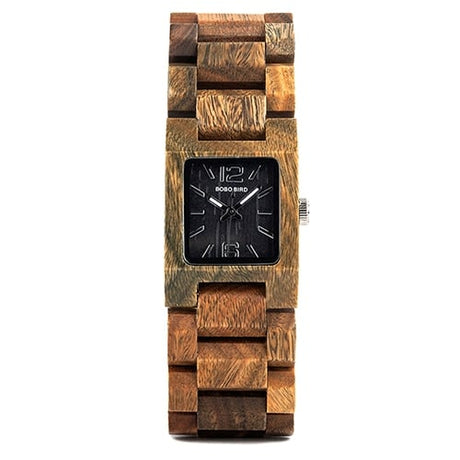 Women's Square Shaped Wooden Watch - Dazpy