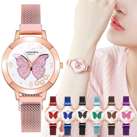 Women's Butterfly Style Magnetic Strap Quartz Watch - Dazpy