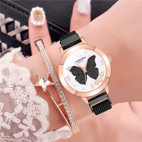 Women's Butterfly Style Magnetic Strap Quartz Watch - Dazpy