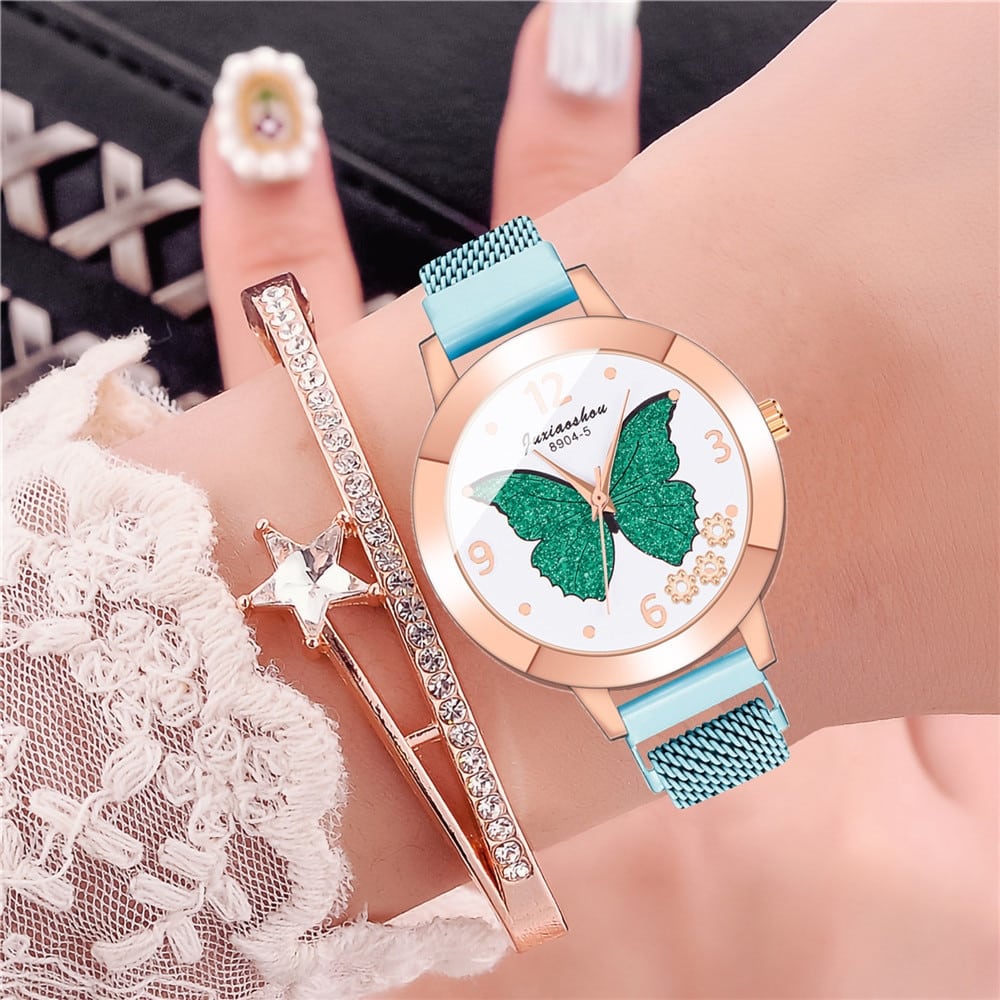 Women's Butterfly Style Magnetic Strap Quartz Watch - Dazpy