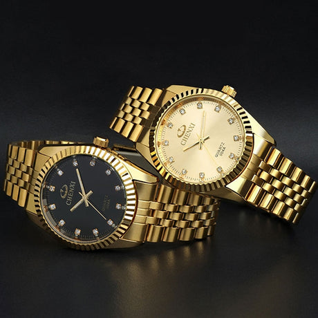 Women's Golden Steel Quartz Watch - Dazpy