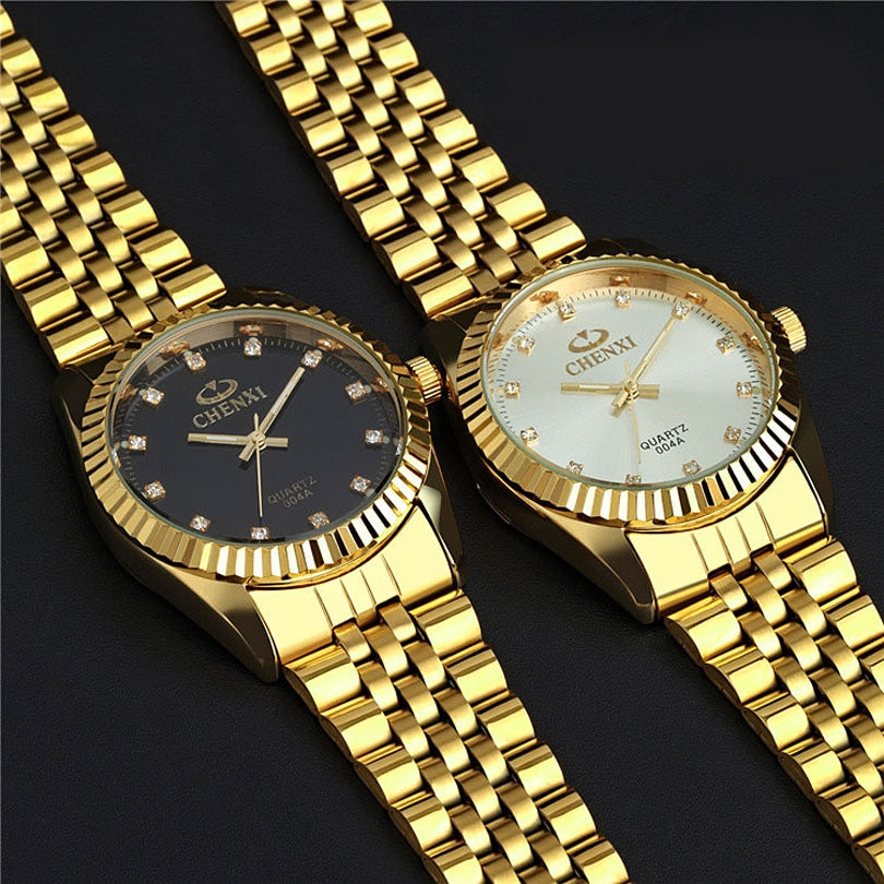 Women's Golden Steel Quartz Watch - Dazpy