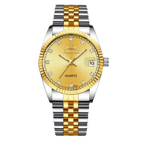 Women's Golden Steel Quartz Watch - Dazpy