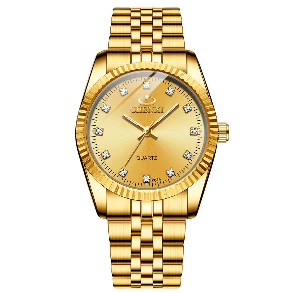 Women's Golden Steel Quartz Watch - Dazpy