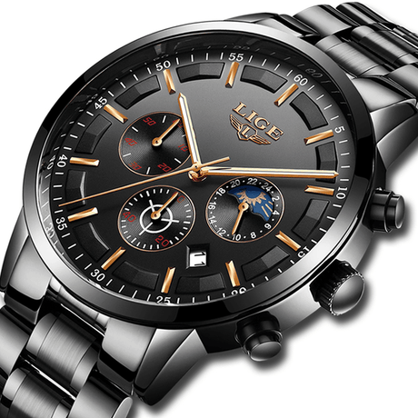 Business Styled Quartz Watches for Men with Stainless Steel Strap - Dazpy