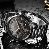 Business Styled Quartz Watches for Men with Stainless Steel Strap - Dazpy