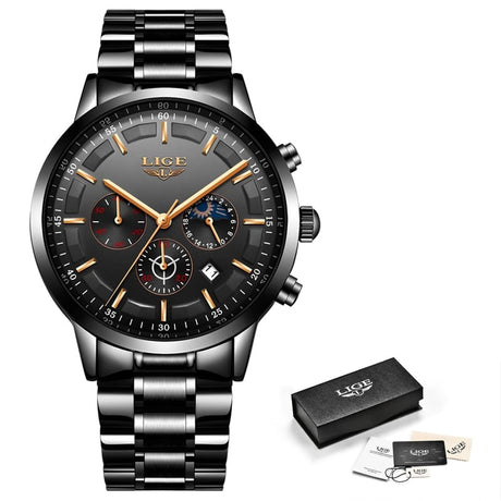 Business Styled Quartz Watches for Men with Stainless Steel Strap - Dazpy