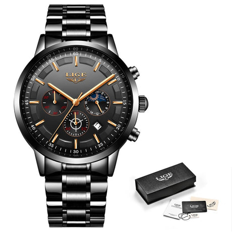 Business Styled Quartz Watches for Men with Stainless Steel Strap - Dazpy