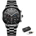 Business Styled Quartz Watches for Men with Stainless Steel Strap - Dazpy