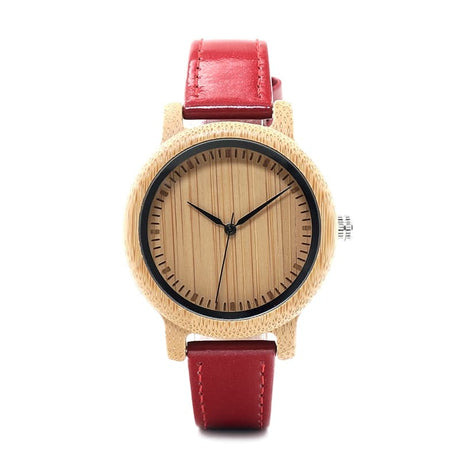 Women's Red Leather Watch - Dazpy