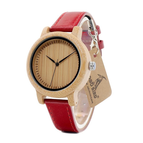 Women's Red Leather Watch - Dazpy