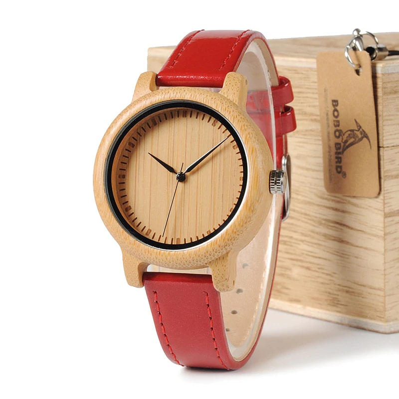 Women's Red Leather Watch - Dazpy