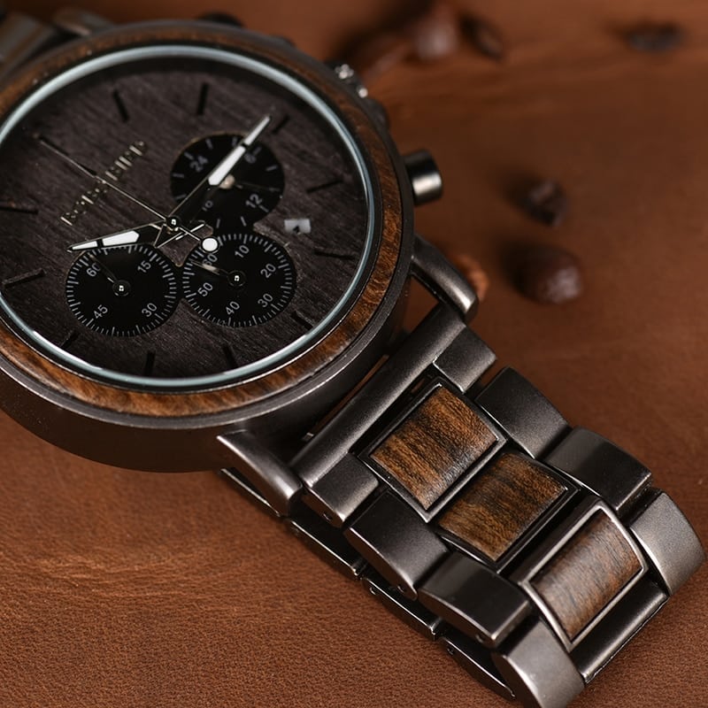 Men's Luxury Style Wooden Chronograph Watch - Dazpy