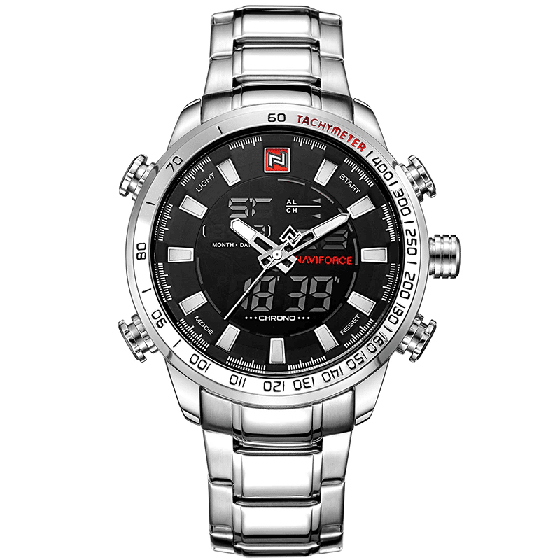 Men's Dual Display Design Stainless Steel Watch - Dazpy