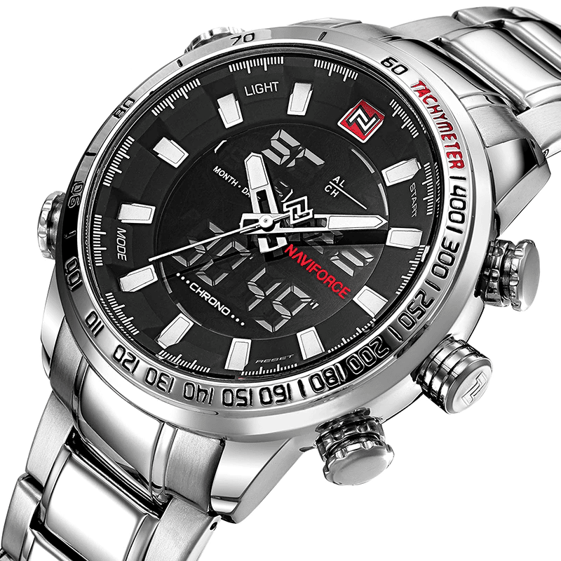 Men's Dual Display Design Stainless Steel Watch - Dazpy