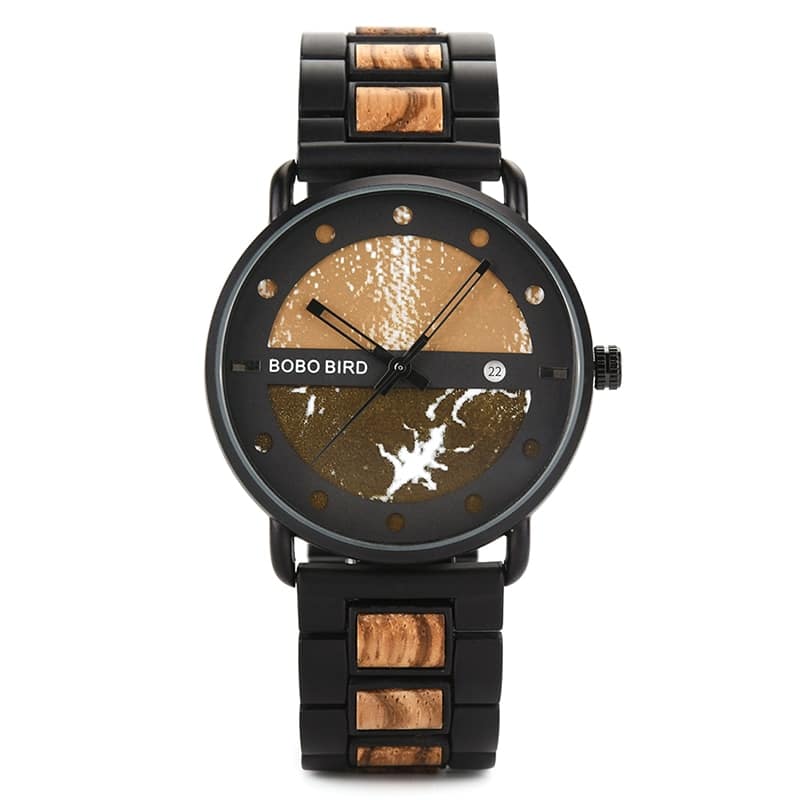 Men's Round Shaped Mechanical Wooden Watch - Dazpy