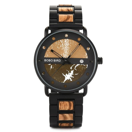 Men's Round Shaped Mechanical Wooden Watch - Dazpy