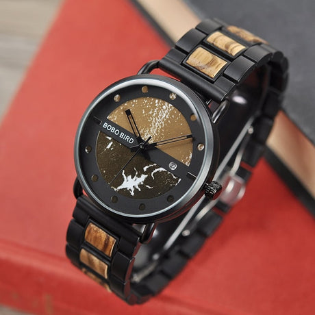 Men's Round Shaped Mechanical Wooden Watch - Dazpy